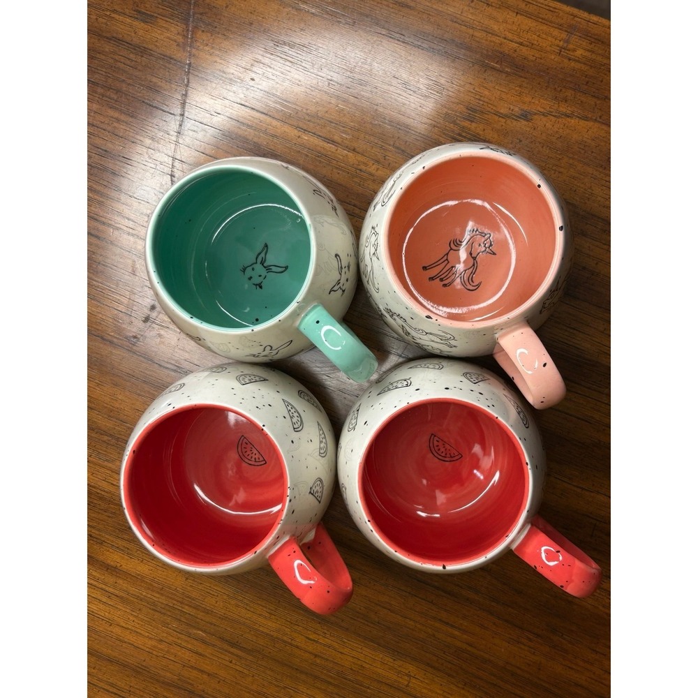 Meritage Set of 4 Mugs Easter Bunny, Unicorn, Watermelon - Picture 2 of 9